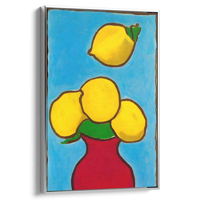 Luminous Lemons in Bold Fauvist Vase: Vibrant Kitchen Art Print