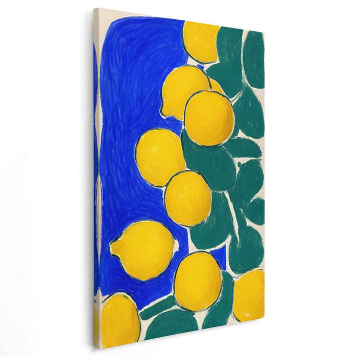 Lemon Zest in Blue: Vibrant Fauvist-Inspired Lemon Canvas Art Print