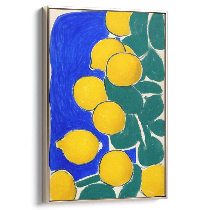 Lemon Zest in Blue: Vibrant Fauvist-Inspired Lemon Canvas Art Print