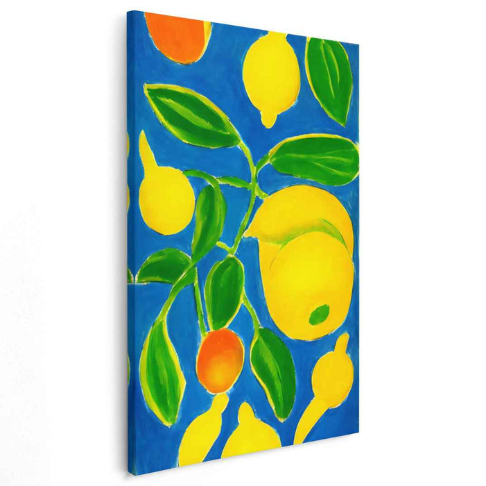 Vivid Orchard Splash: Bold Fauvist Fruit Canvas Art Print