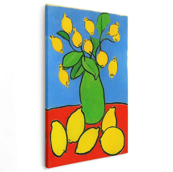 Joyful Lemons: Vibrant Fauvist Still Life Canvas Art Print