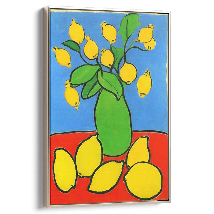Joyful Lemons: Vibrant Fauvist Still Life Canvas Art Print