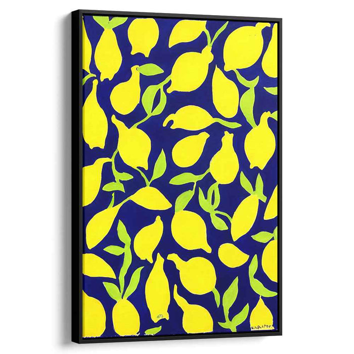 Tangy Tango Seascape Bliss: A Vivid Dance of Citrus on Blue Canvas Art Print