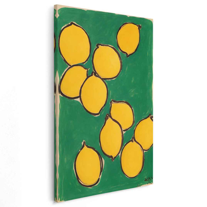 Luscious Lemons: Bold Pop Art Inspired Yellow and Green Canvas Print