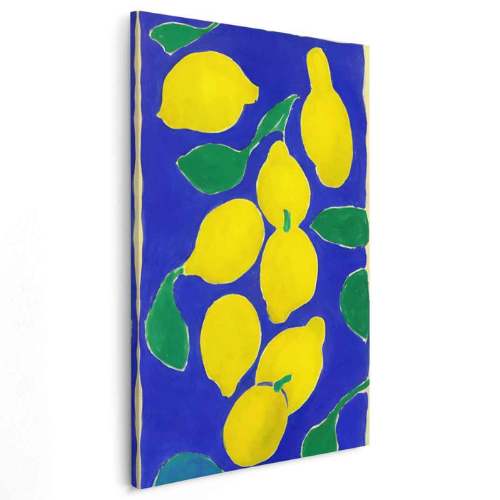 Blue Jazz Melody: Vibrant Still Life on Blue Canvas Art Print