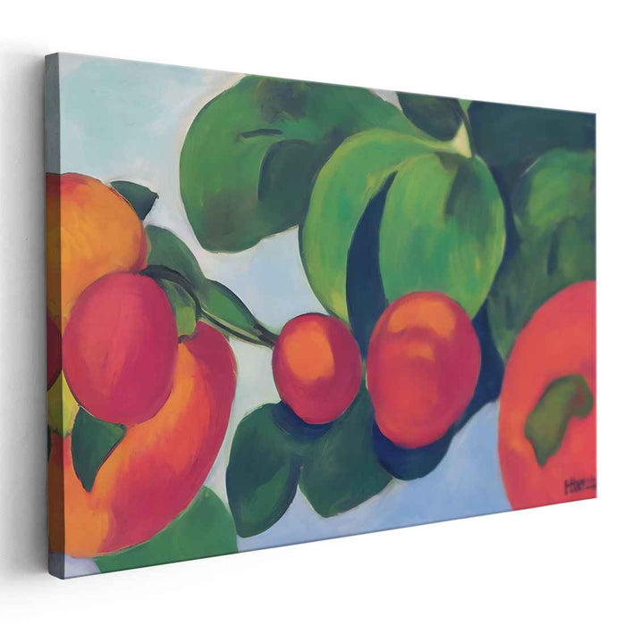 Luscious Peaches: Bold and Vibrant Still Life Canvas Art Print