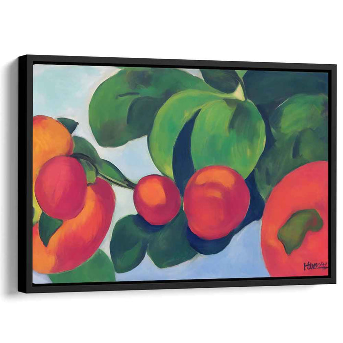 Luscious Peaches: Bold and Vibrant Still Life Canvas Art Print