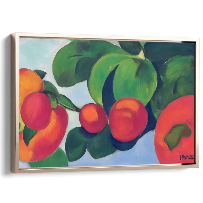 Luscious Peaches: Bold and Vibrant Still Life Canvas Art Print