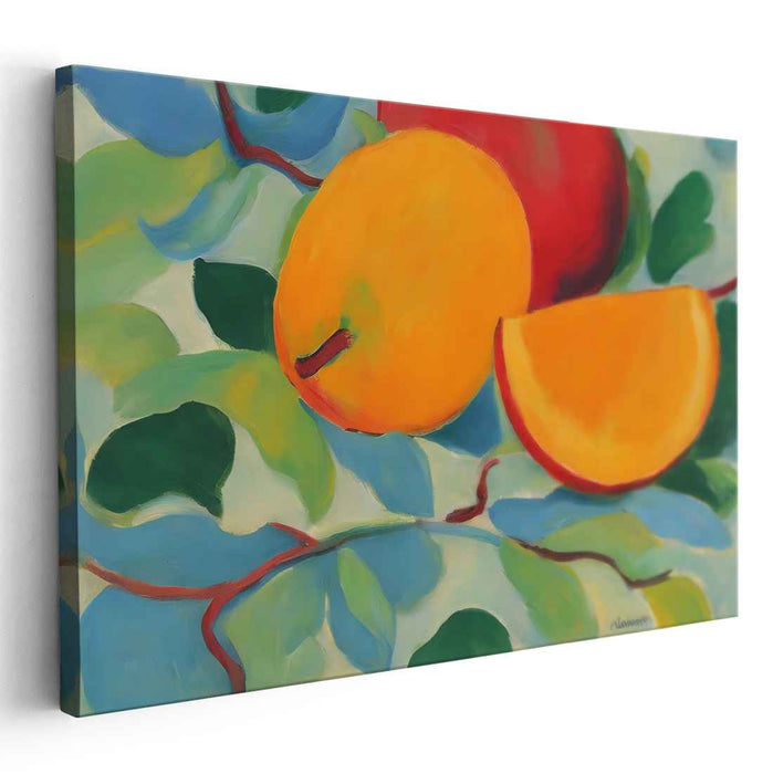 Whispers Of Harvest Hues: Vibrant Still Life Fruits Canvas Art Print