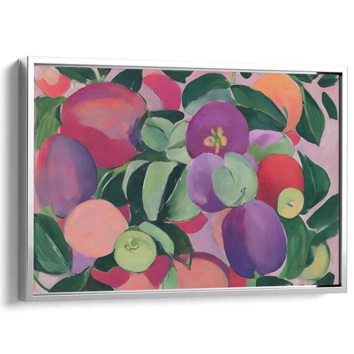 Whimsical Harvest Melody: Vibrant Fruit Composition Canvas Art Print