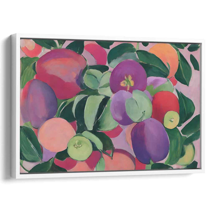 Whimsical Harvest Melody: Vibrant Fruit Composition Canvas Art Print