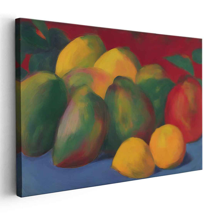 Sumptuous Harvest: Lush Mangoes and Lemons Still Life Canvas Art
