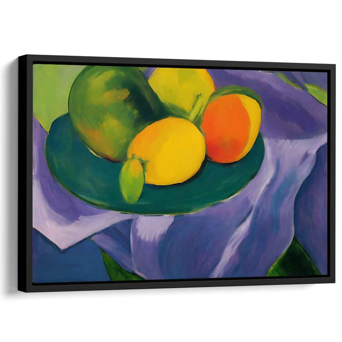 Fruity Radiance: Modernist Still Life with Vibrant Citrus and Pears