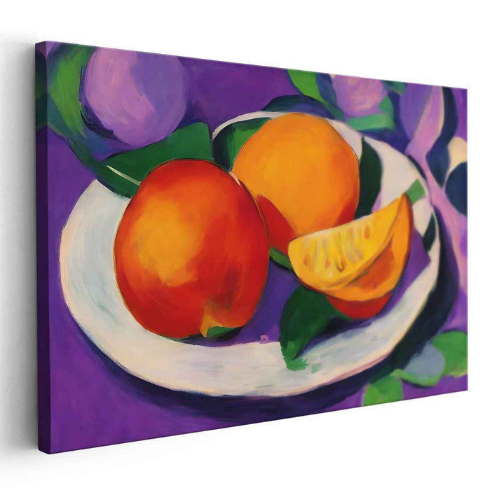 Vivid Citrus Glow: Bold Impressionist Orange Still Life Canvas Art