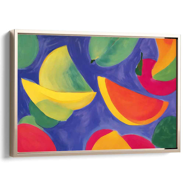 Colorful Crescents: Vibrant Abstract Expressionist Fruit Slices Canvas Art Print