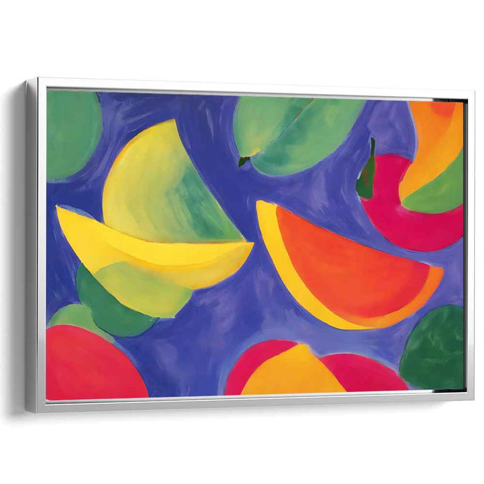 Colorful Crescents: Vibrant Abstract Expressionist Fruit Slices Canvas Art Print
