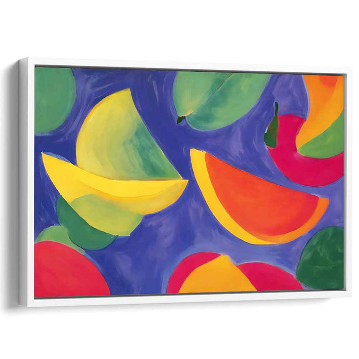 Colorful Crescents: Vibrant Abstract Expressionist Fruit Slices Canvas Art Print