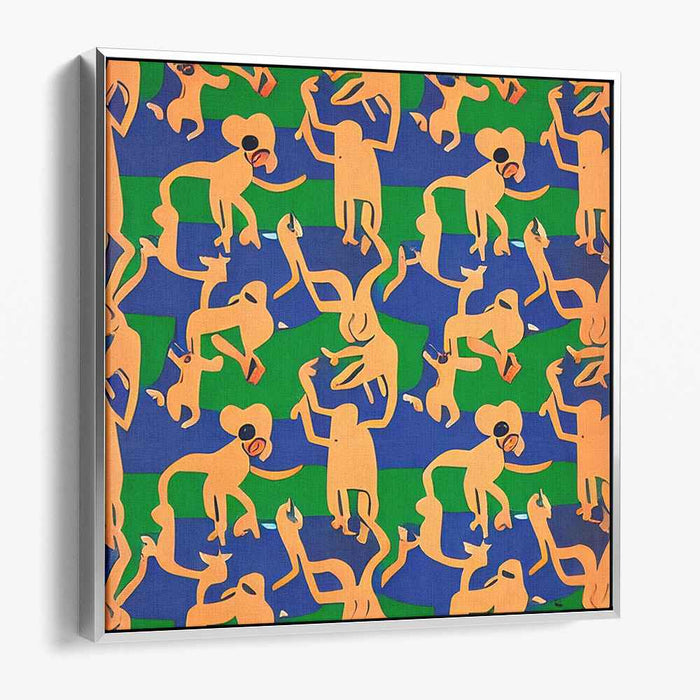 Dynamic Creatures Ensemble: Vibrant Abstract Figures and Animals Canvas Art Print