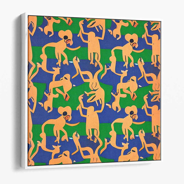 Dynamic Creatures Ensemble: Vibrant Abstract Figures and Animals Canvas Art Print