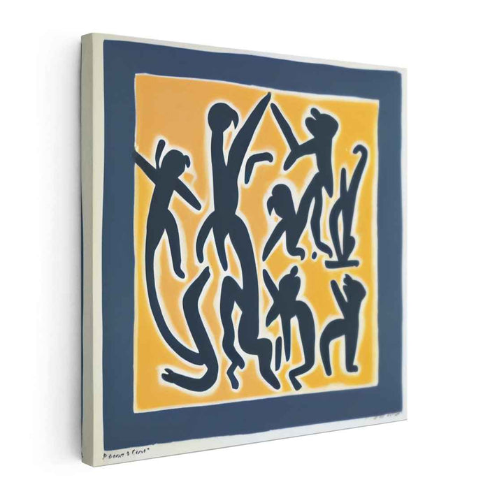 Rhythmic Grace: Silhouetted Dance in Blue and Yellow