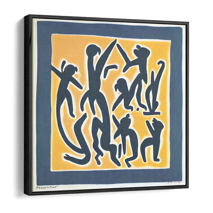 Rhythmic Grace: Silhouetted Dance in Blue and Yellow