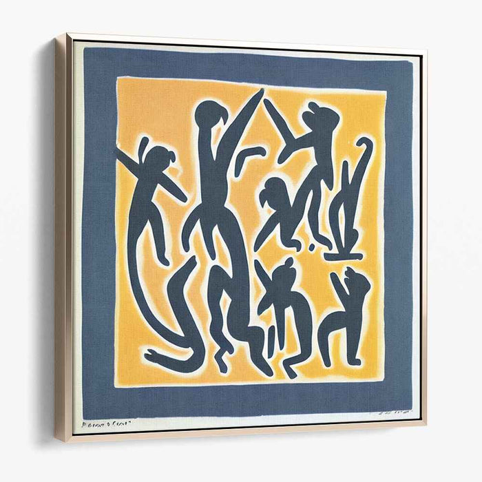 Rhythmic Grace: Silhouetted Dance in Blue and Yellow