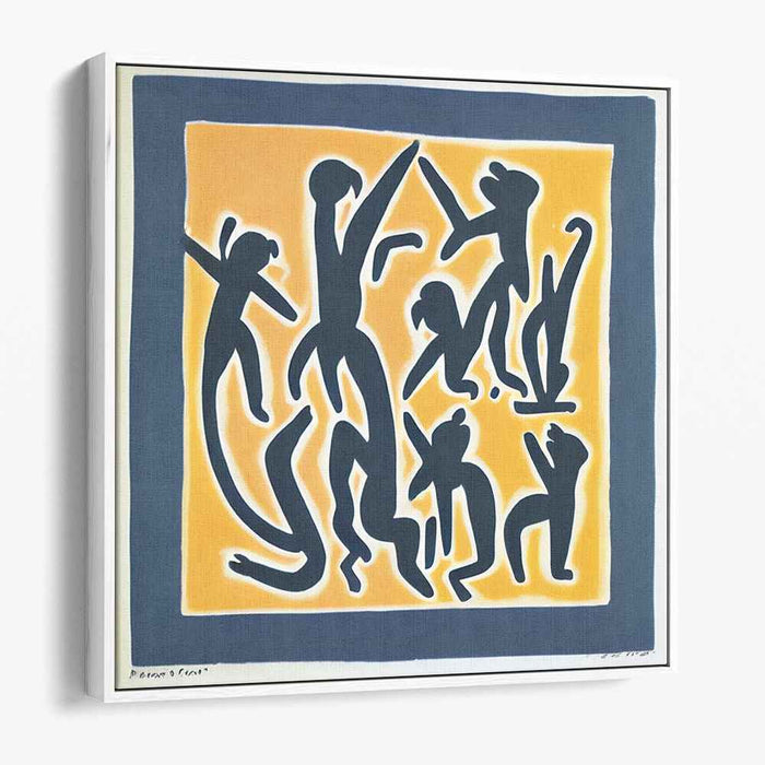 Rhythmic Grace: Silhouetted Dance in Blue and Yellow