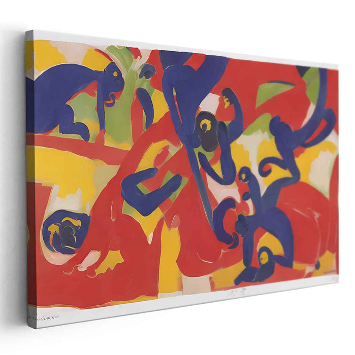 Primeval Palette: Abstract Monkeys in Vibrant Colors Canvas Art Print