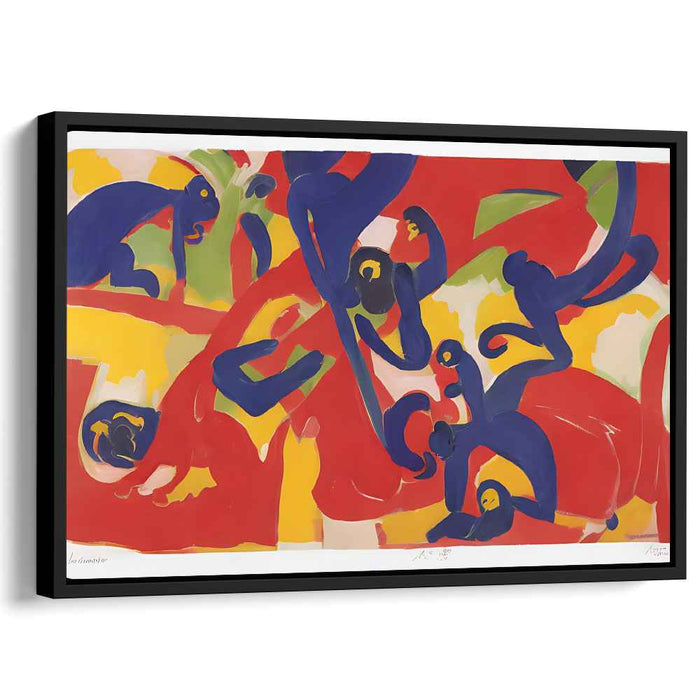 Primeval Palette: Abstract Monkeys in Vibrant Colors Canvas Art Print