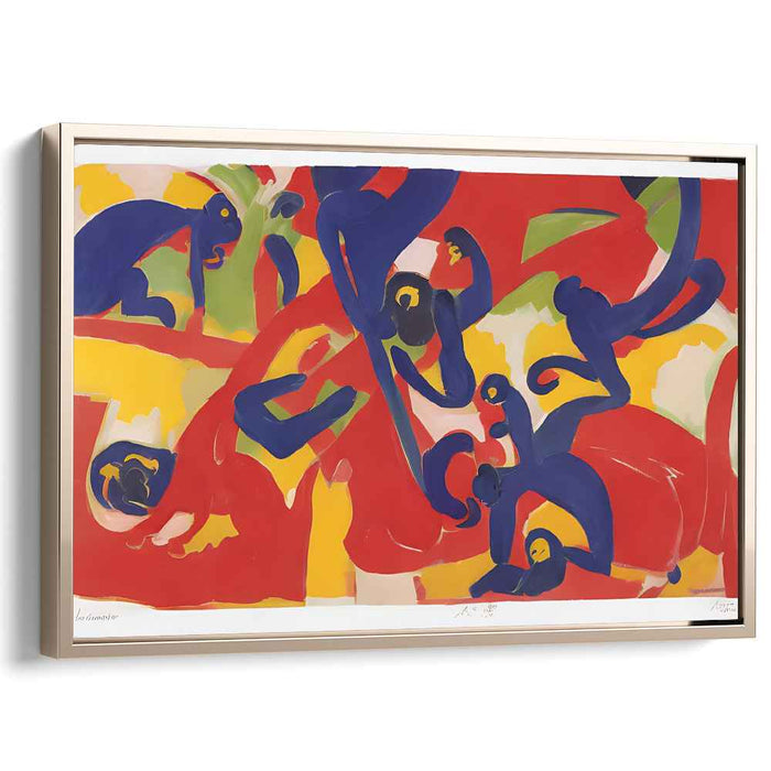 Primeval Palette: Abstract Monkeys in Vibrant Colors Canvas Art Print