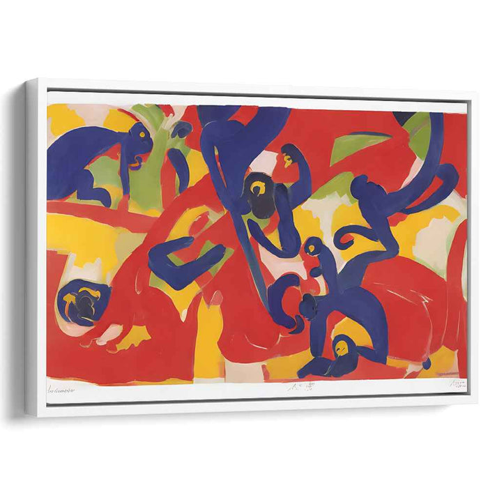 Primeval Palette: Abstract Monkeys in Vibrant Colors Canvas Art Print