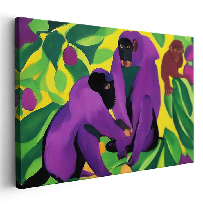 Jungle Rhythm Trio: Vibrant Monkey Trio Canvas Art Print