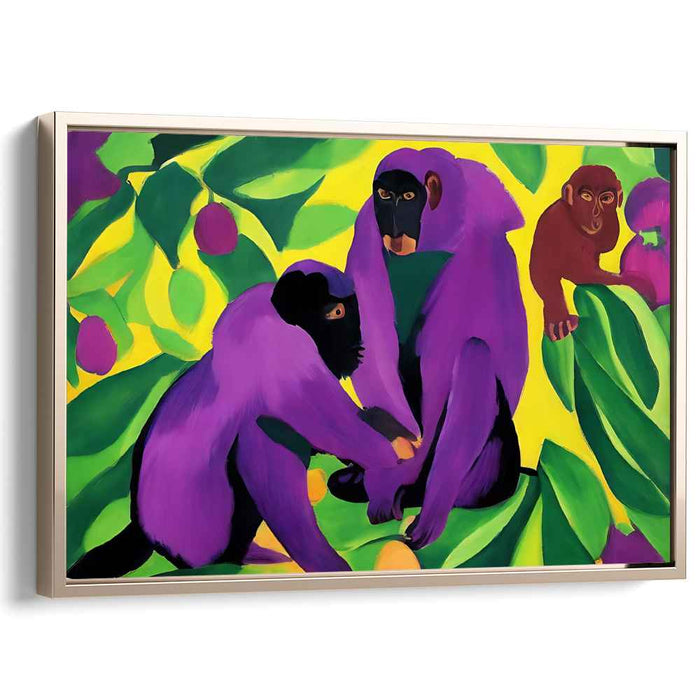 Jungle Rhythm Trio: Vibrant Monkey Trio Canvas Art Print
