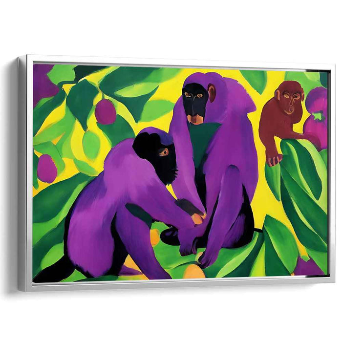 Jungle Rhythm Trio: Vibrant Monkey Trio Canvas Art Print
