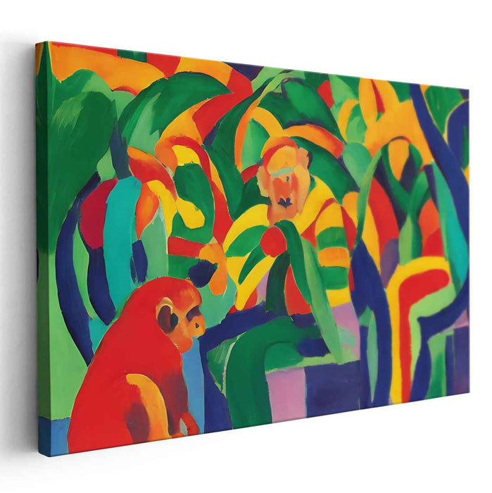 Tropical Jungle Monkeys: Vibrant Fauvist Canvas Art Print