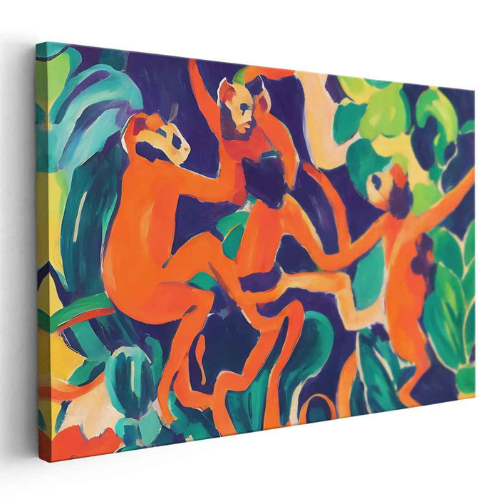 Wild Fauve Canopy: Vibrant Fauvist Jungle Scene Canvas Art Print