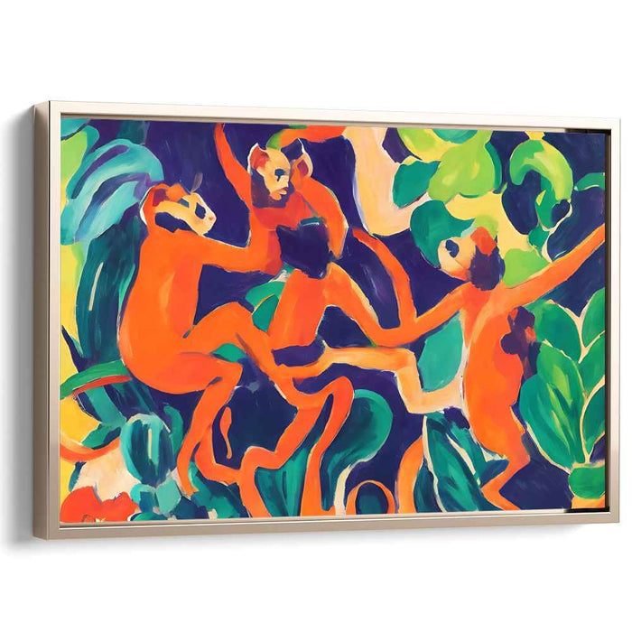 Wild Fauve Canopy: Vibrant Fauvist Jungle Scene Canvas Art Print