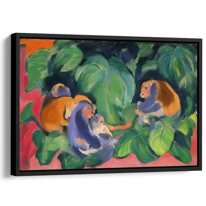 Wild Carnival Retreat: Fauvist Monkeys in Tropical Foliage Canvas Art Print