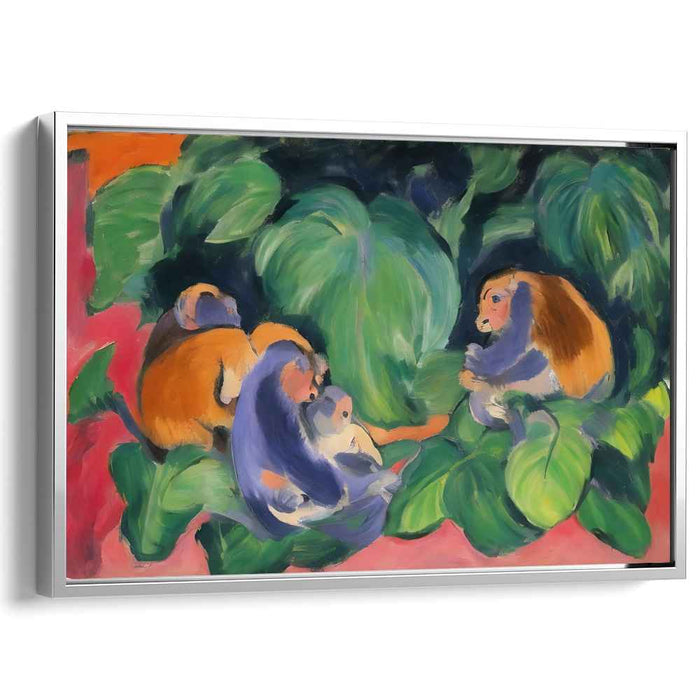 Wild Carnival Retreat: Fauvist Monkeys in Tropical Foliage Canvas Art Print