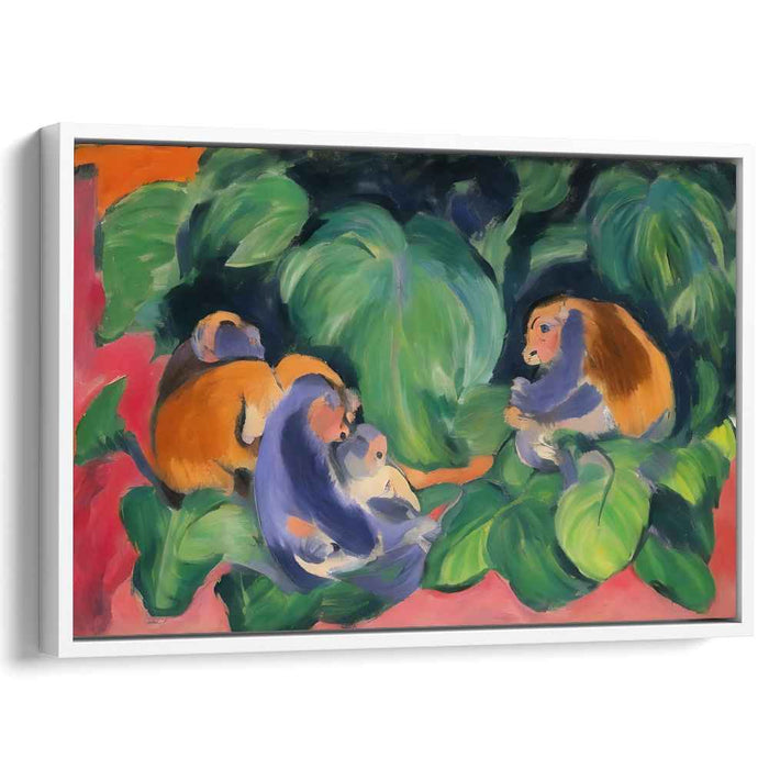 Wild Carnival Retreat: Fauvist Monkeys in Tropical Foliage Canvas Art Print