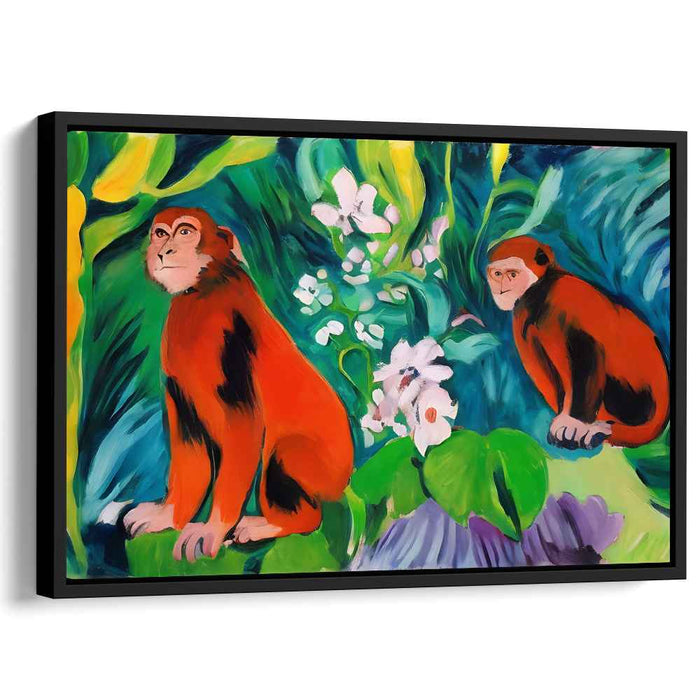 Rainbow Canopy Swing: Vibrant Monkeys in a Lush Tropical Setting