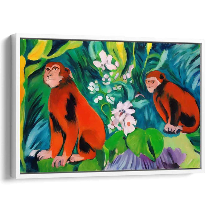 Rainbow Canopy Swing: Vibrant Monkeys in a Lush Tropical Setting