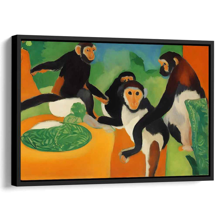 Primate Paradise: Fauvist Monkeys in Vibrant Landscape Canvas Art Print