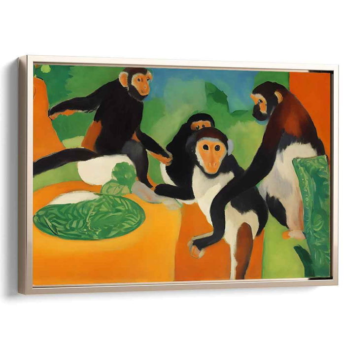 Primate Paradise: Fauvist Monkeys in Vibrant Landscape Canvas Art Print