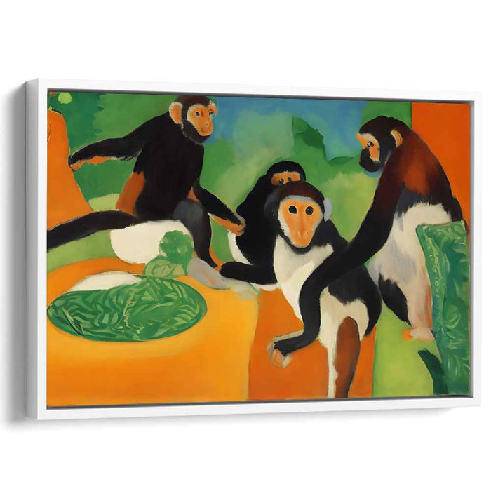 Primate Paradise: Fauvist Monkeys in Vibrant Landscape Canvas Art Print