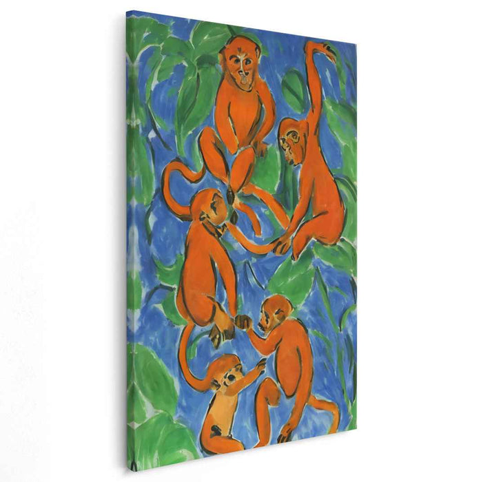Jungle Jamboree: Playful Monkeys Amidst Verdant Foliage Canvas Art