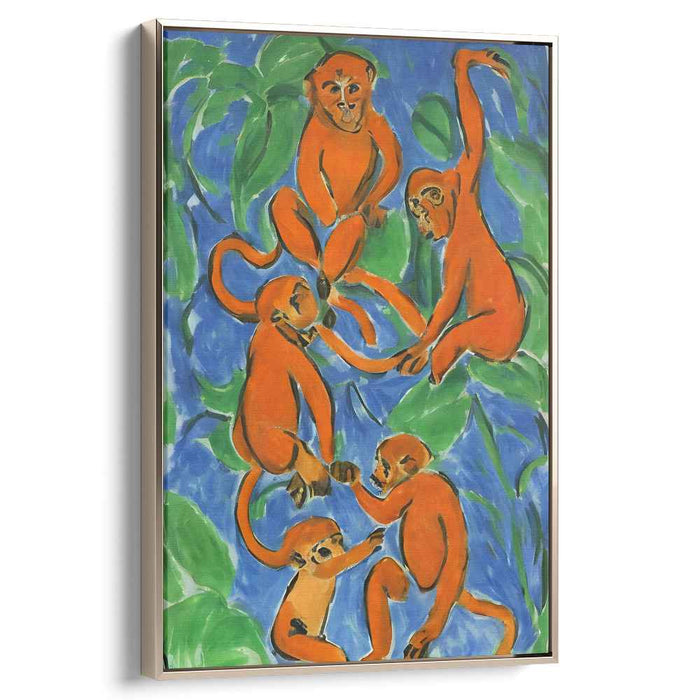 Jungle Jamboree: Playful Monkeys Amidst Verdant Foliage Canvas Art