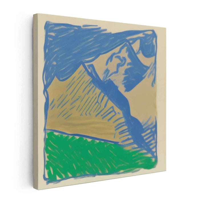 Geometric Summit Perspective: Modern Abstract Mountain Landscape Canvas Art Print