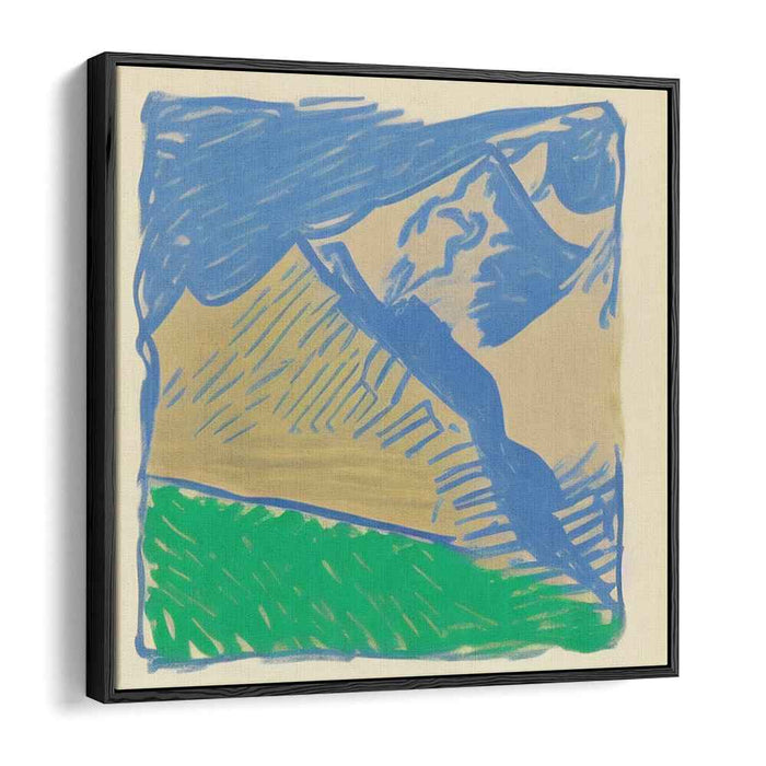 Geometric Summit Perspective: Modern Abstract Mountain Landscape Canvas Art Print