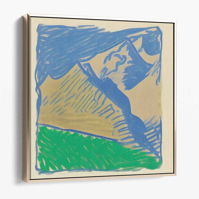 Geometric Summit Perspective: Modern Abstract Mountain Landscape Canvas Art Print